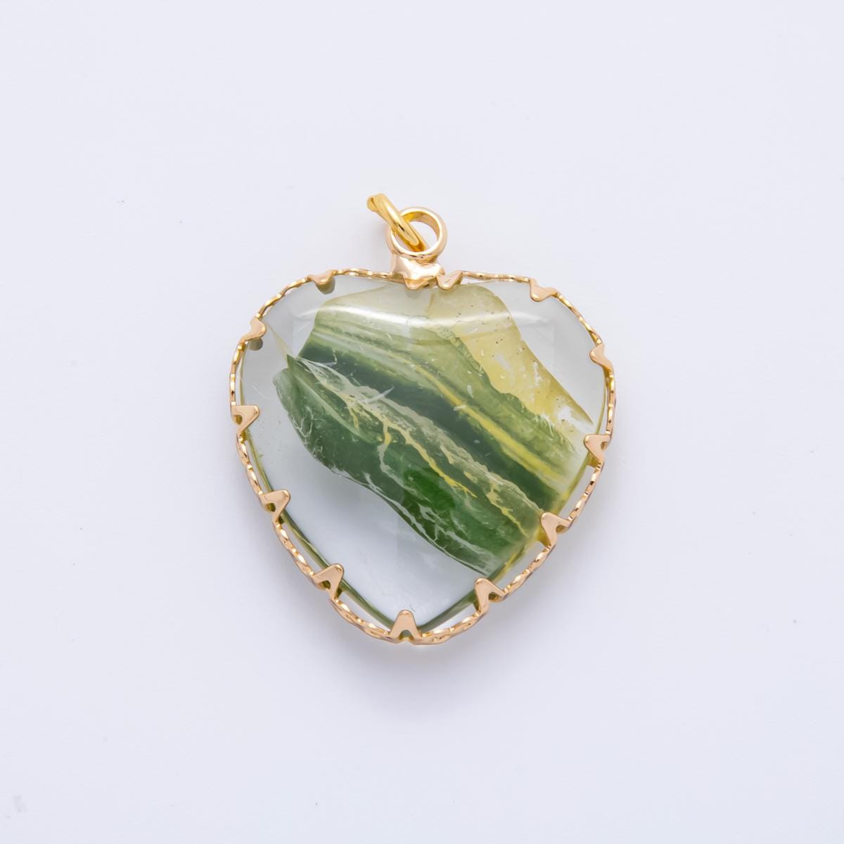18K Gold Filled 28.5mm Resin Heart of Nature Charm | AH874