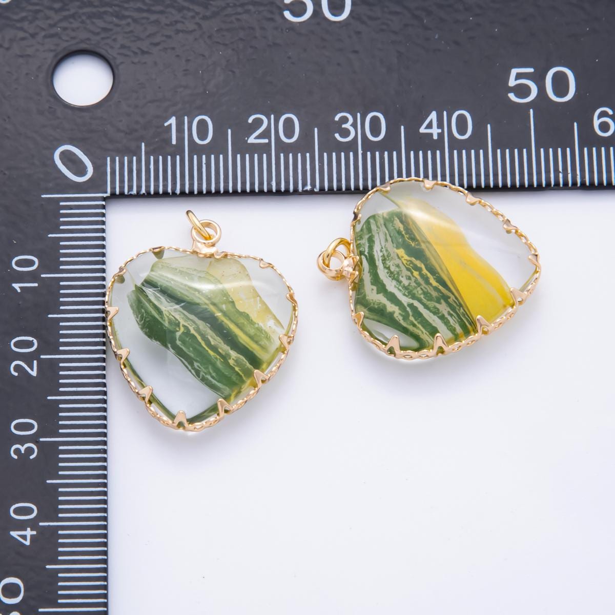 18K Gold Filled 28.5mm Resin Heart of Nature Charm | AH874