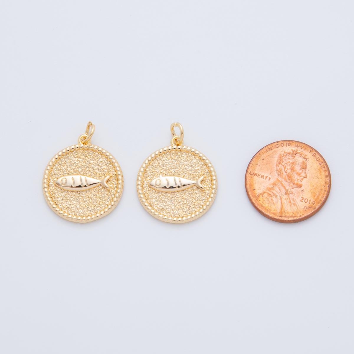 Small Sardines Charm Pendant 18K Gold Filled Small Coin Charm Pendant Necklace Bracelet Component AF-801
