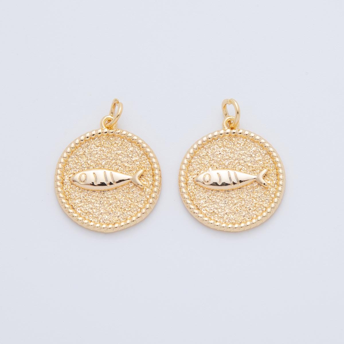 Small Sardines Charm Pendant 18K Gold Filled Small Coin Charm Pendant Necklace Bracelet Component AF-801