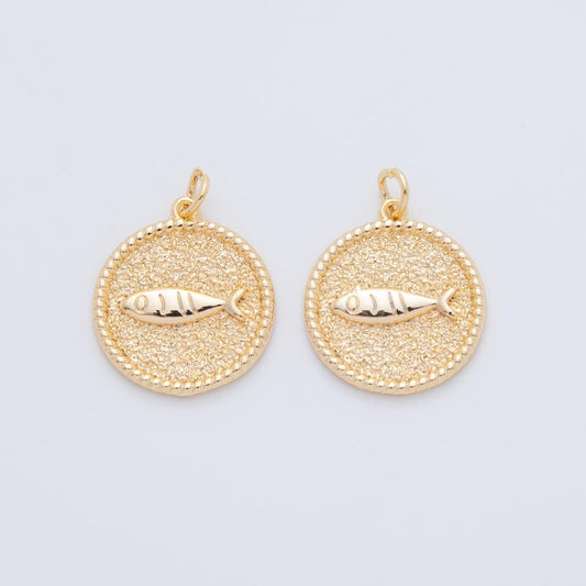 Small Sardines Charm Pendant 18K Gold Filled Small Coin Charm Pendant Necklace Bracelet Component AF-801