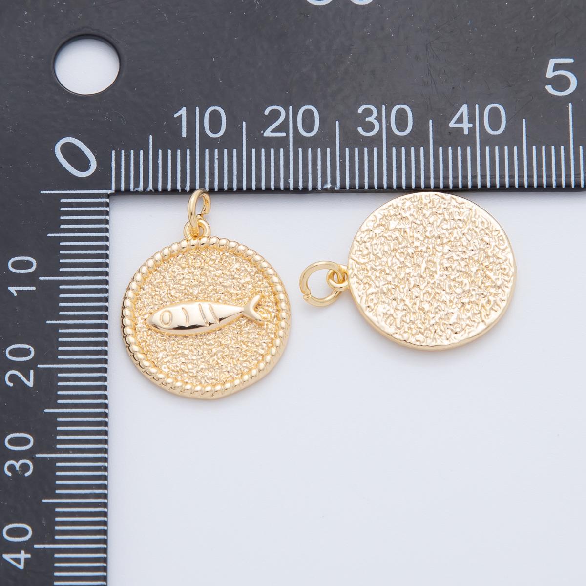 Small Sardines Charm Pendant 18K Gold Filled Small Coin Charm Pendant Necklace Bracelet Component AF-801