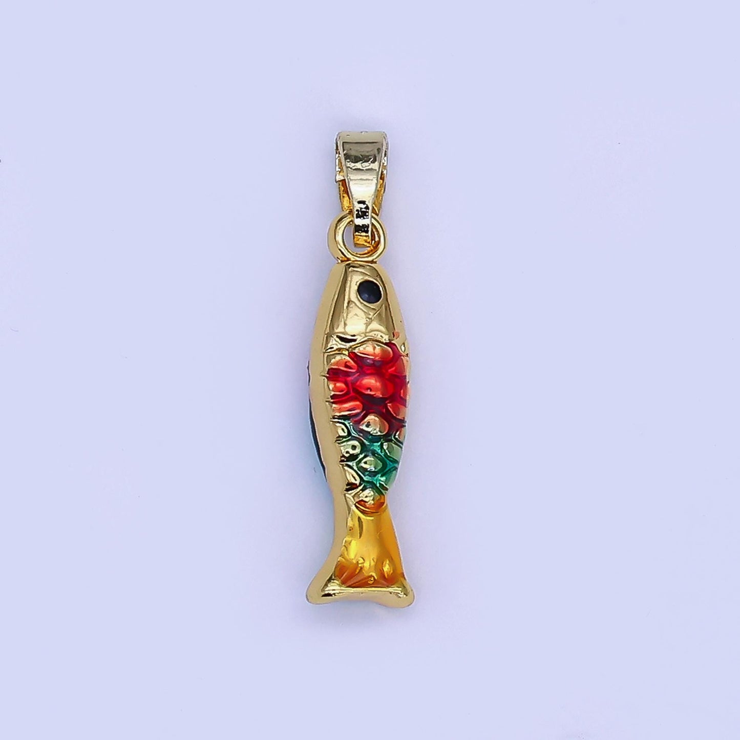 Mini Colorful Gold fish Charms 24K Gold Filled Baby fish Pendant, fish Charm Bracelet Necklace for DIY Jewelry Making Supply AH-495