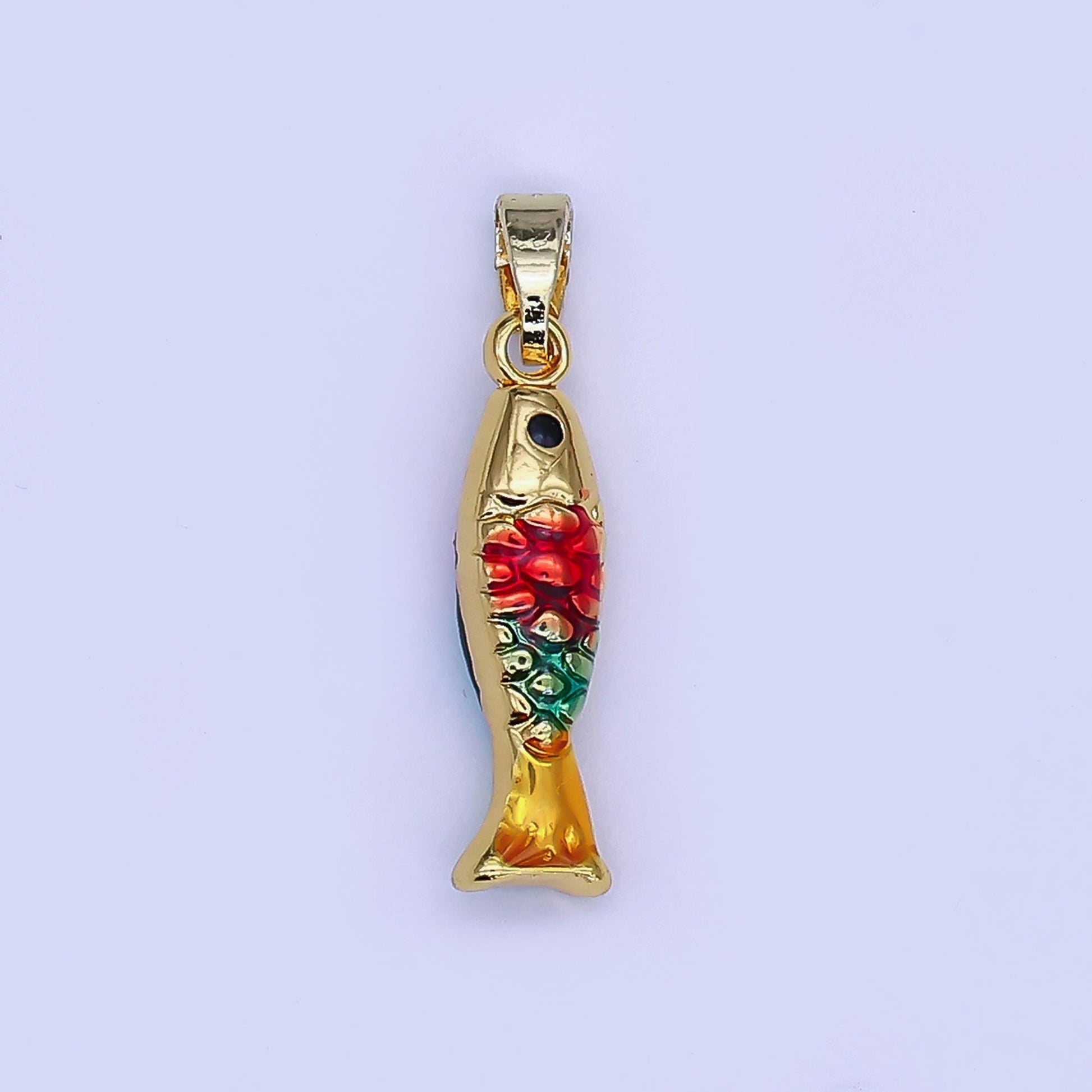 Mini Colorful Gold fish Charms 24K Gold Filled Baby fish Pendant, fish Charm Bracelet Necklace for DIY Jewelry Making Supply AH-495