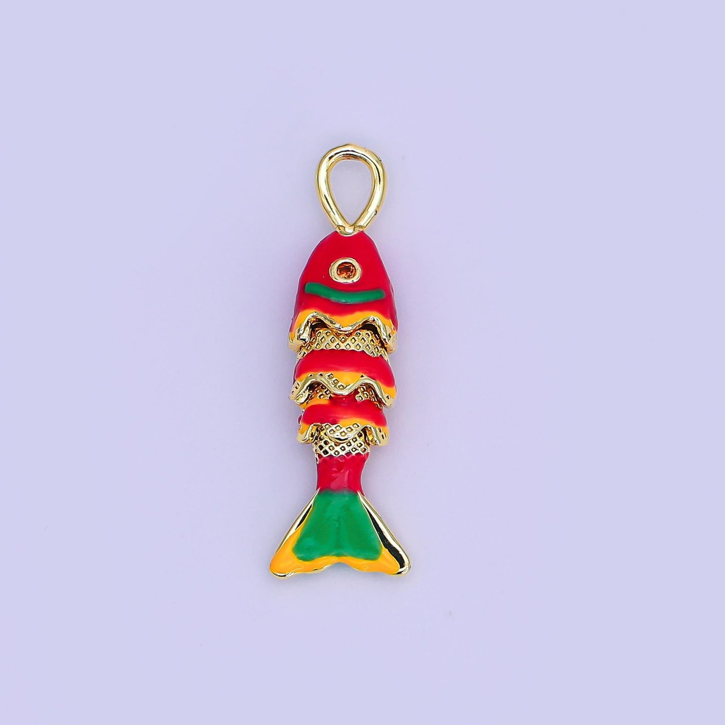 Colorful Enamel 3d movable fish 24k gold filled pendant gold fish charm for necklace fish lover gift AH-492