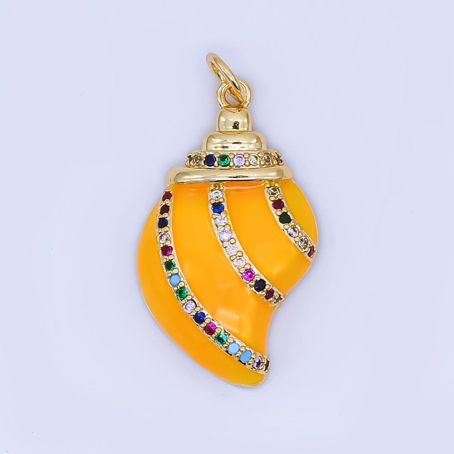 Colorful Enamel 14K Gold Filled 15mm Ocean Clam Sea Shell Add-On Charm in Gold | AF528