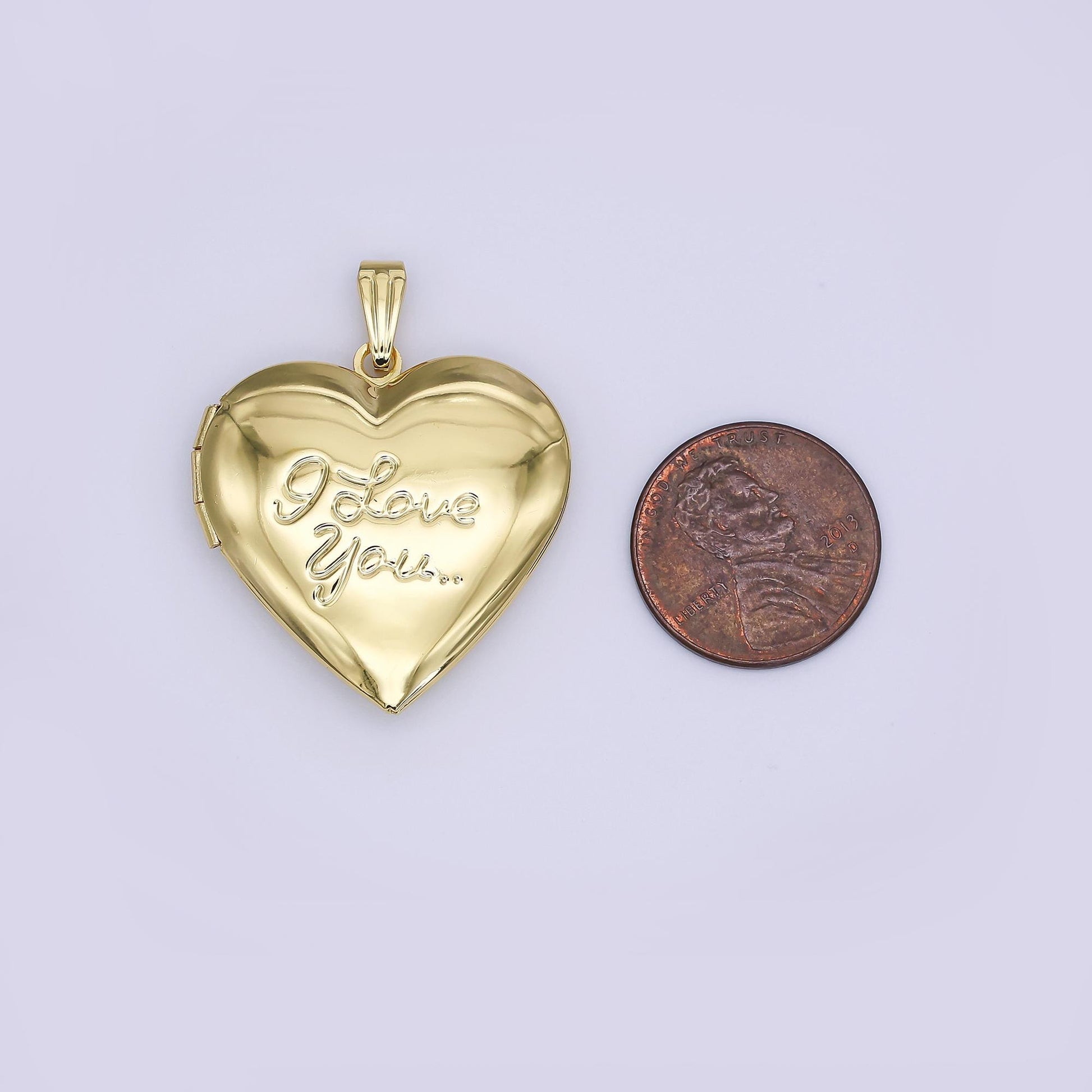 Minimalist I love You Heart Locket Pendants Photo Locket Charm for Necklace bracelet in 24k gold filled Supply AH-687