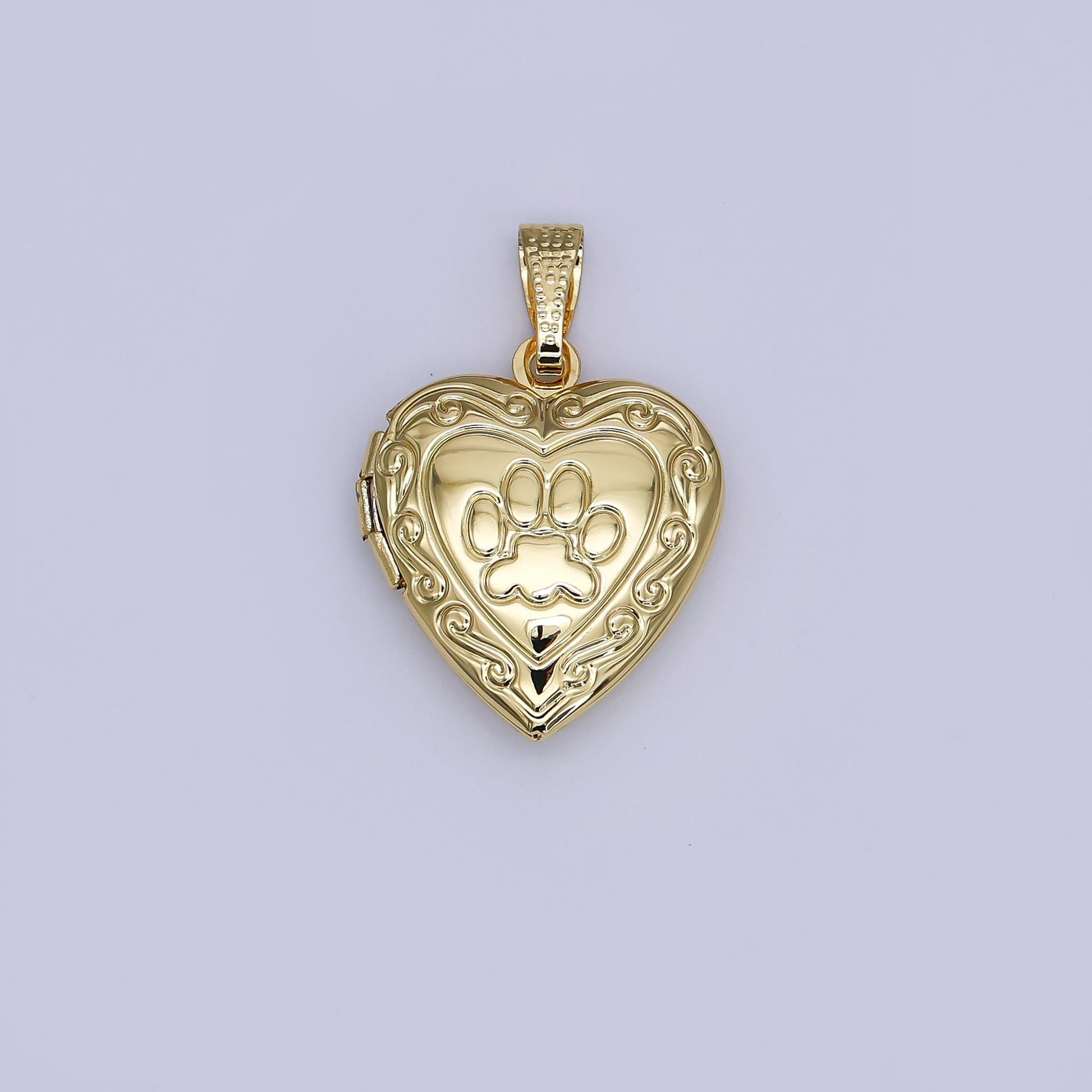 Classis Paw Print Heart Locket Pendants Pet Photo Locket Charm for Necklace bracelet in 24k gold filled Supply AH-488