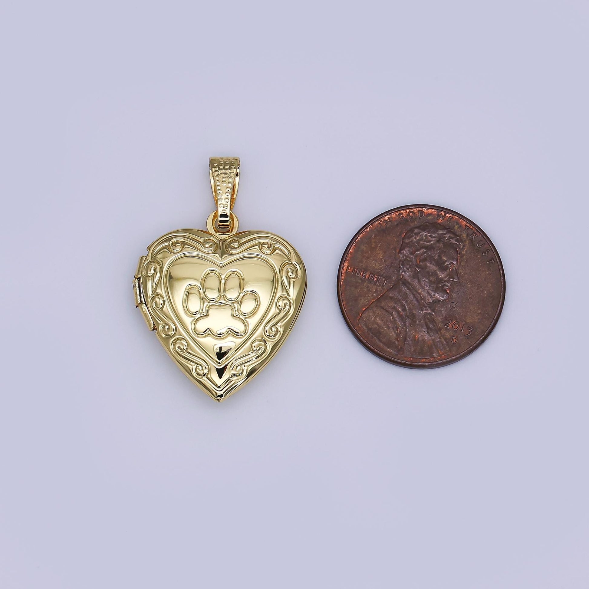 Classis Paw Print Heart Locket Pendants Pet Photo Locket Charm for Necklace bracelet in 24k gold filled Supply AH-488