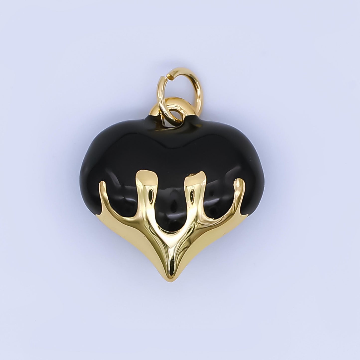 Dainty Enamel Gold Dripping Heart Pendant Melted Pink Heart Charm for Necklace Bracelet Earring Supply AJ-426