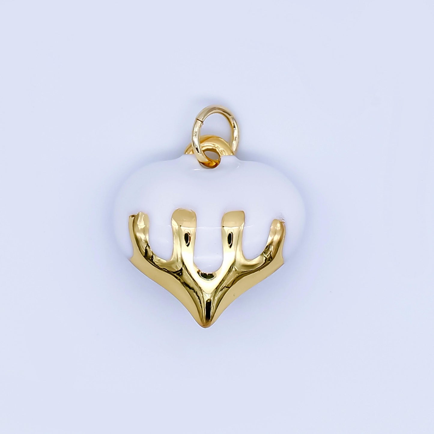 Dainty Enamel Gold Dripping Heart Pendant Melted Pink Heart Charm for Necklace Bracelet Earring Supply AJ-426