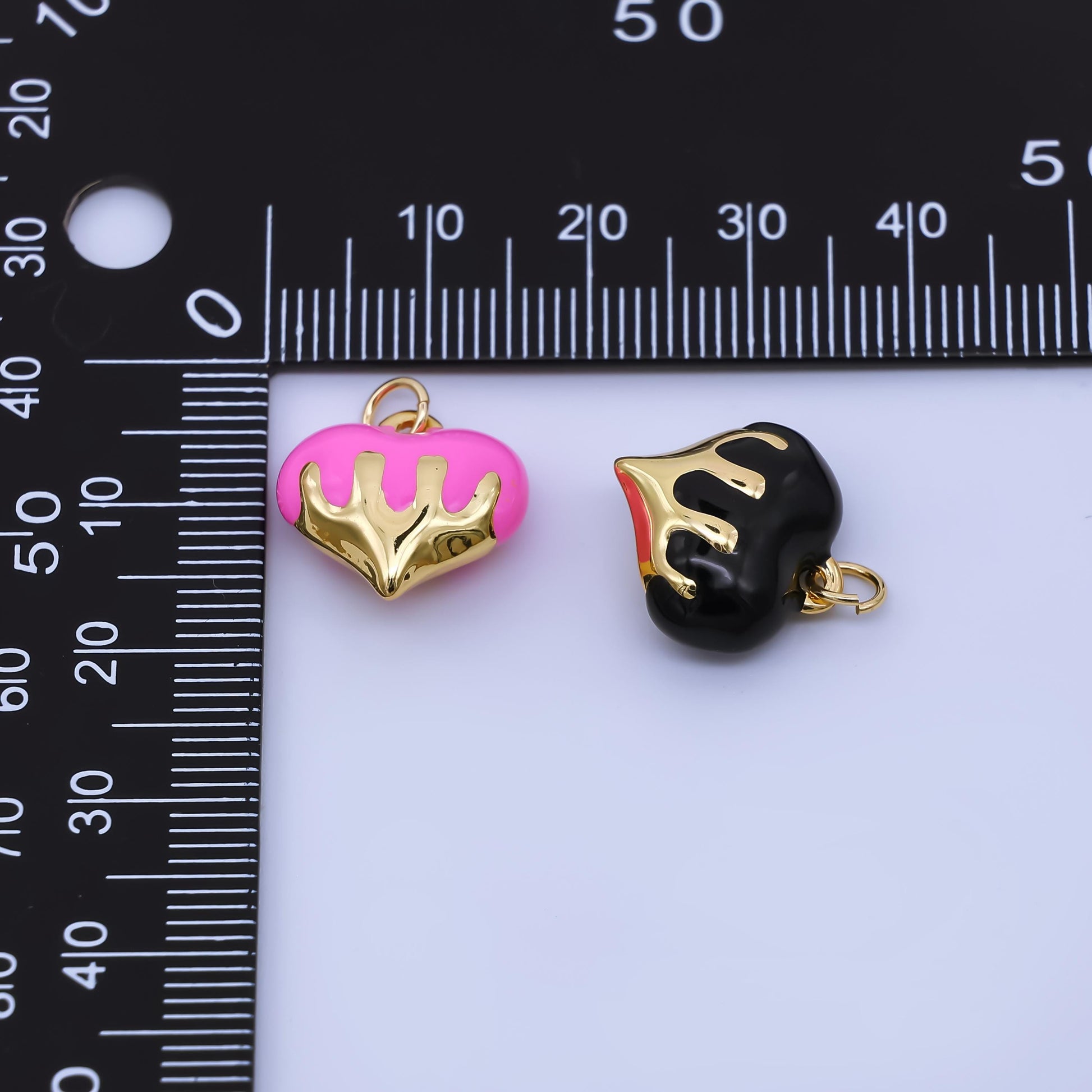 Dainty Enamel Gold Dripping Heart Pendant Melted Pink Heart Charm for Necklace Bracelet Earring Supply AJ-426