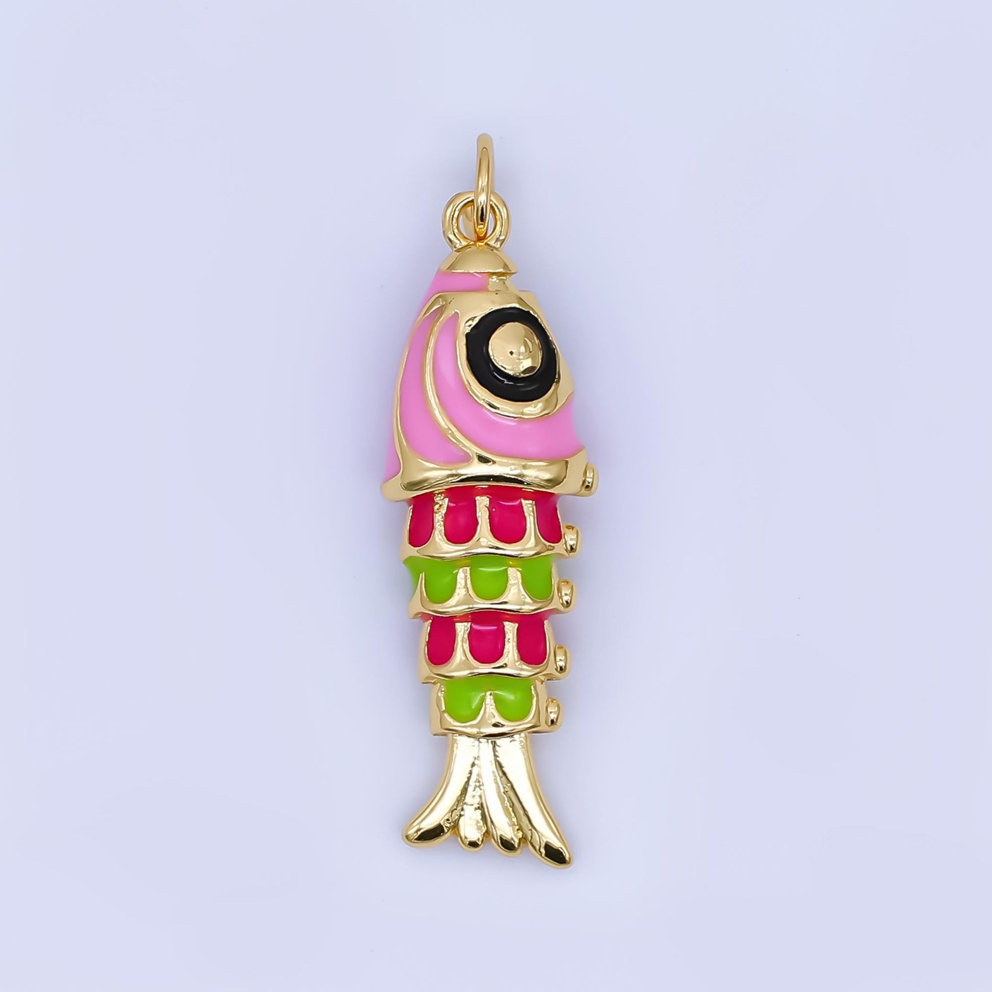 Dainty Colorful Enamel Sardines Fish 24k Gold Filled Moveable Fish Beach Under the Sea Animal Charm | AJ-435