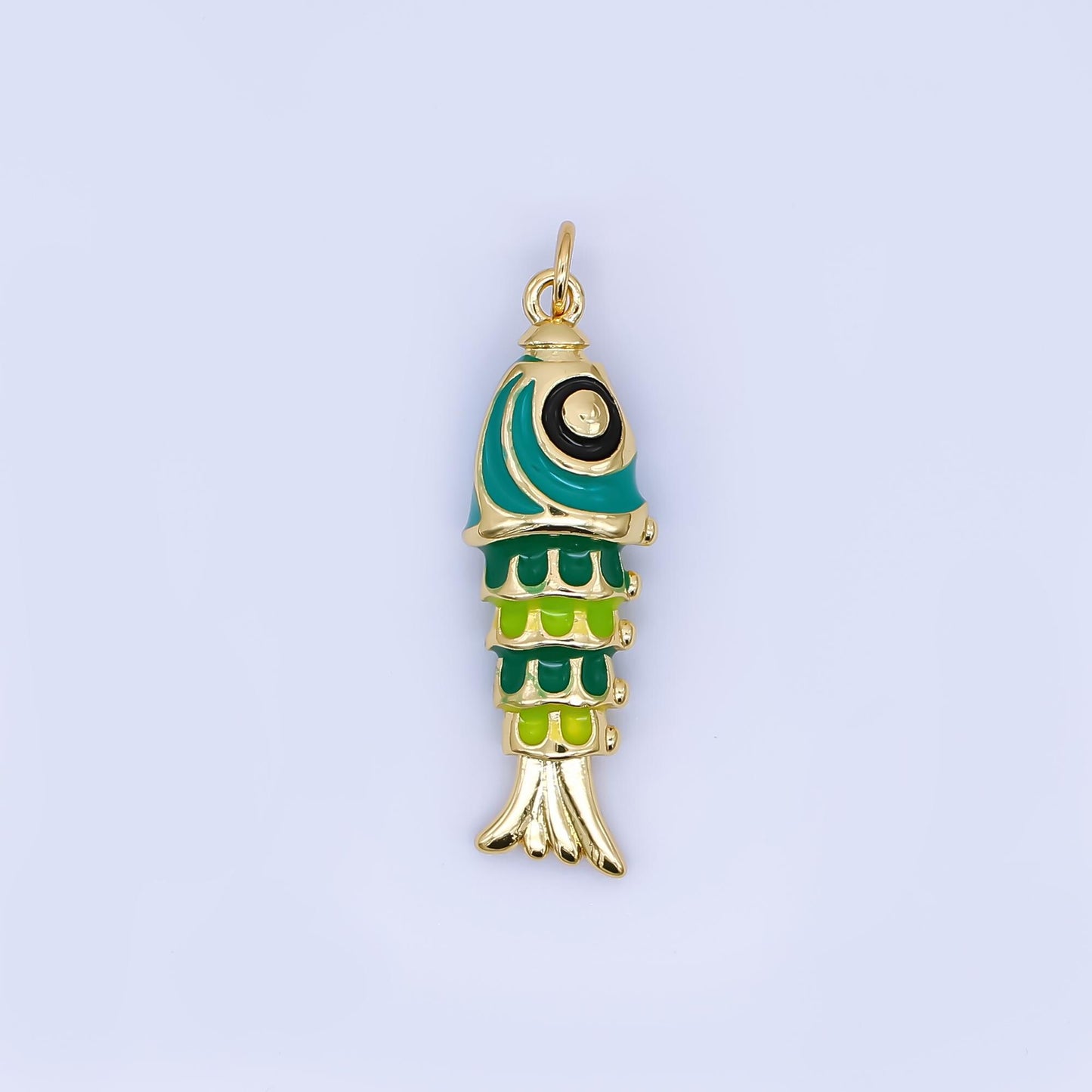 Dainty Colorful Enamel Sardines Fish 24k Gold Filled Moveable Fish Beach Under the Sea Animal Charm | AJ-435
