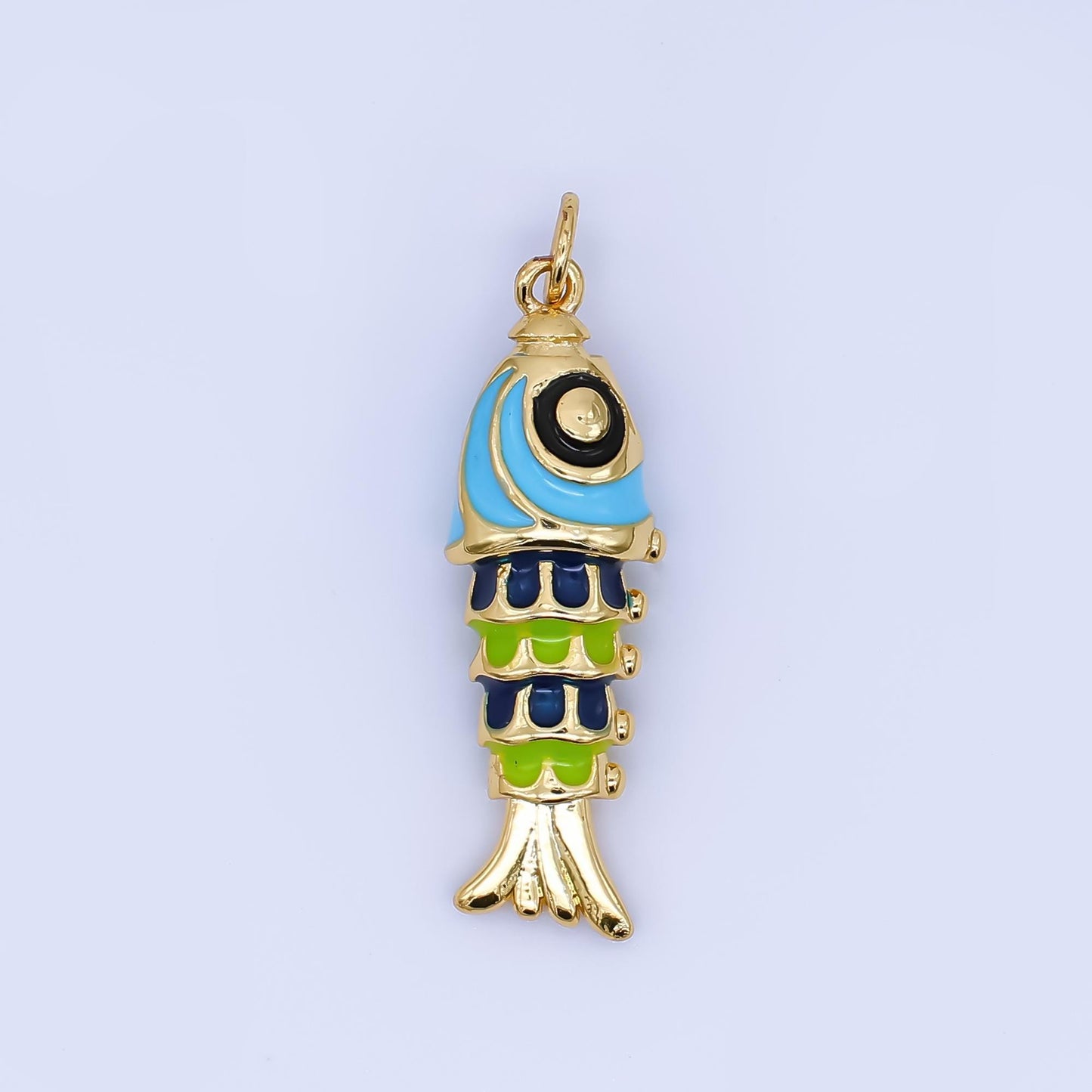Dainty Colorful Enamel Sardines Fish 24k Gold Filled Moveable Fish Beach Under the Sea Animal Charm | AJ-435