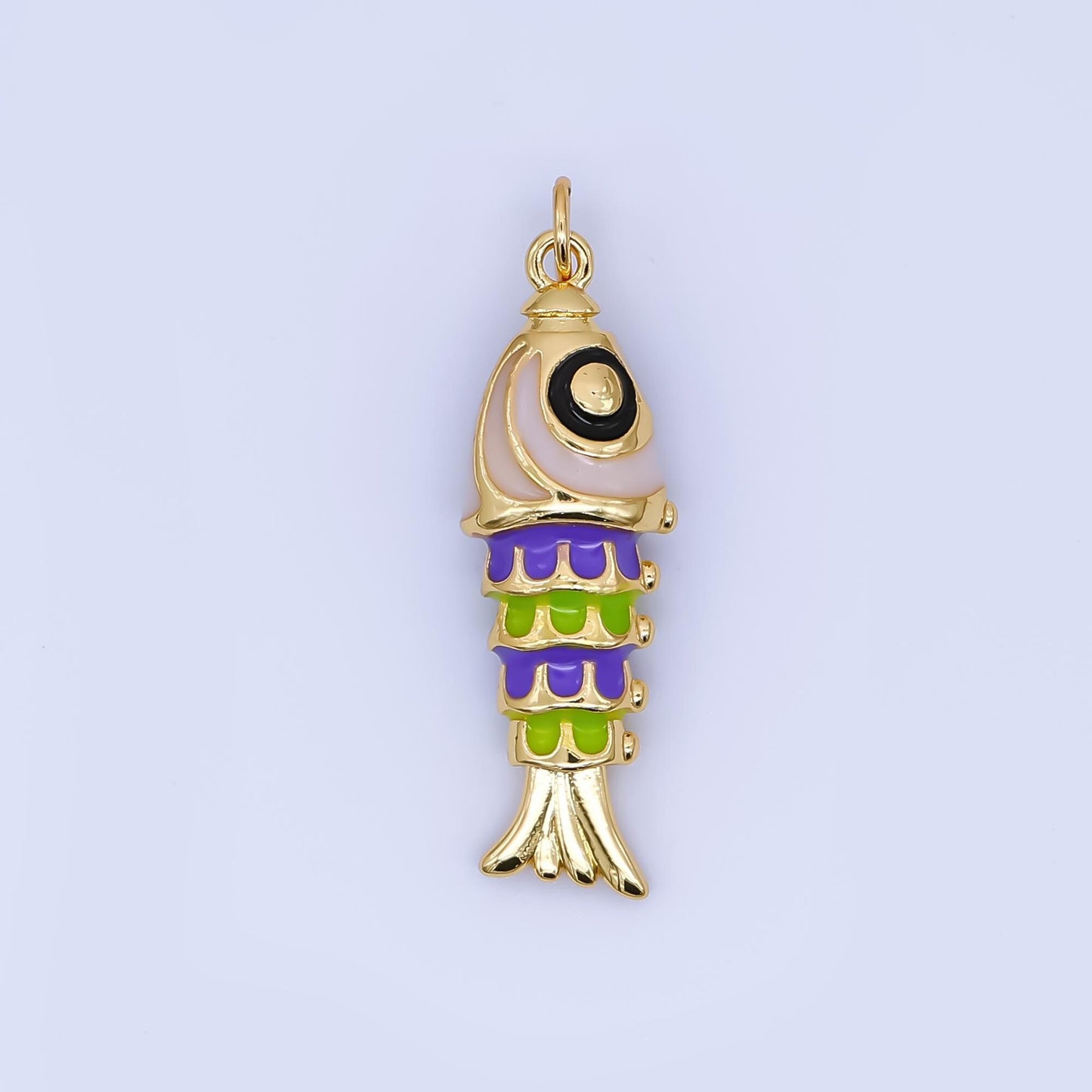Dainty Colorful Enamel Sardines Fish 24k Gold Filled Moveable Fish Beach Under the Sea Animal Charm | AJ-435