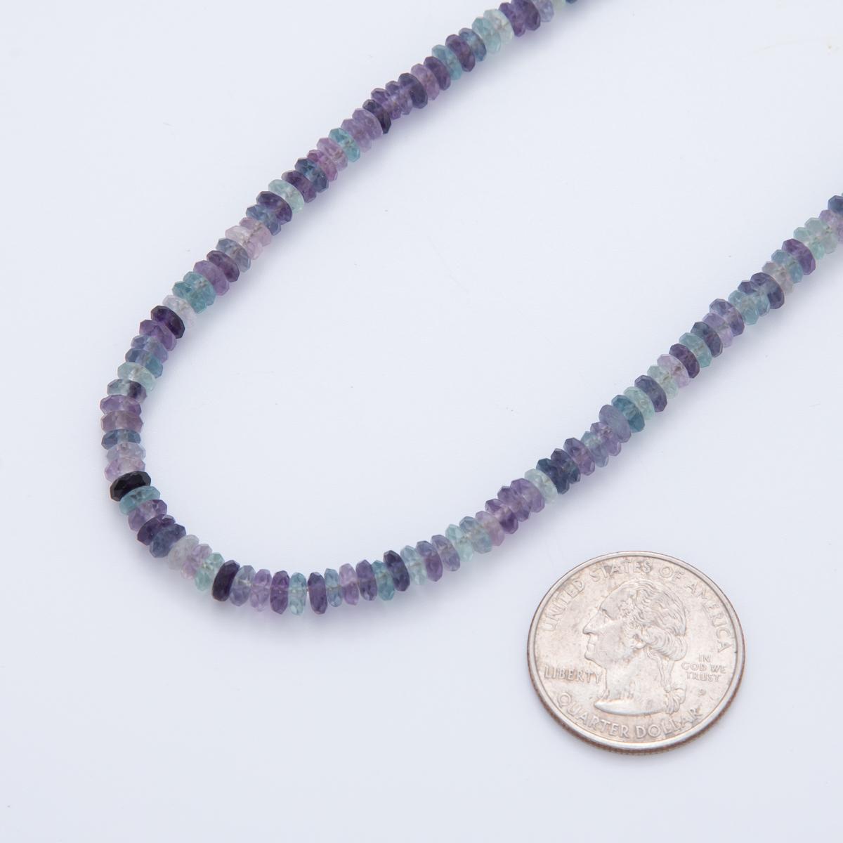 Handcrafted Fluoride Stone Beads 18K Gold Filled Gemstone Colorful Beaded Necklace 16 Inch long | WA-900