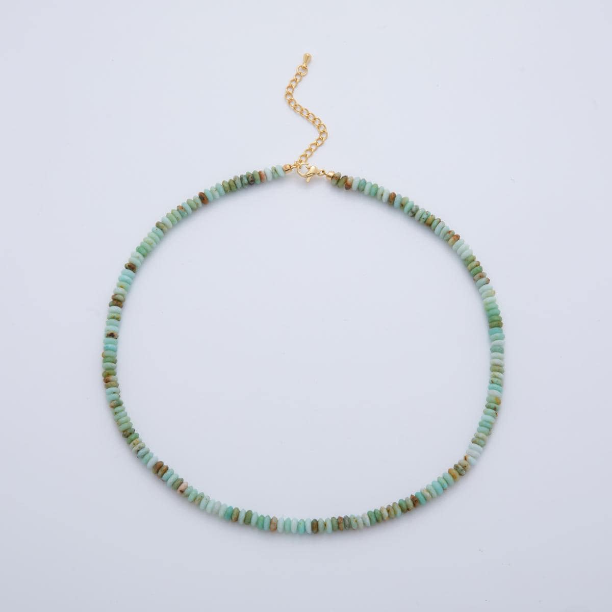 Minimalist Turquoise Stone Beads 18K Gold Filled Gemstone Colorful Beaded Necklace 16 Inch long | WA-957