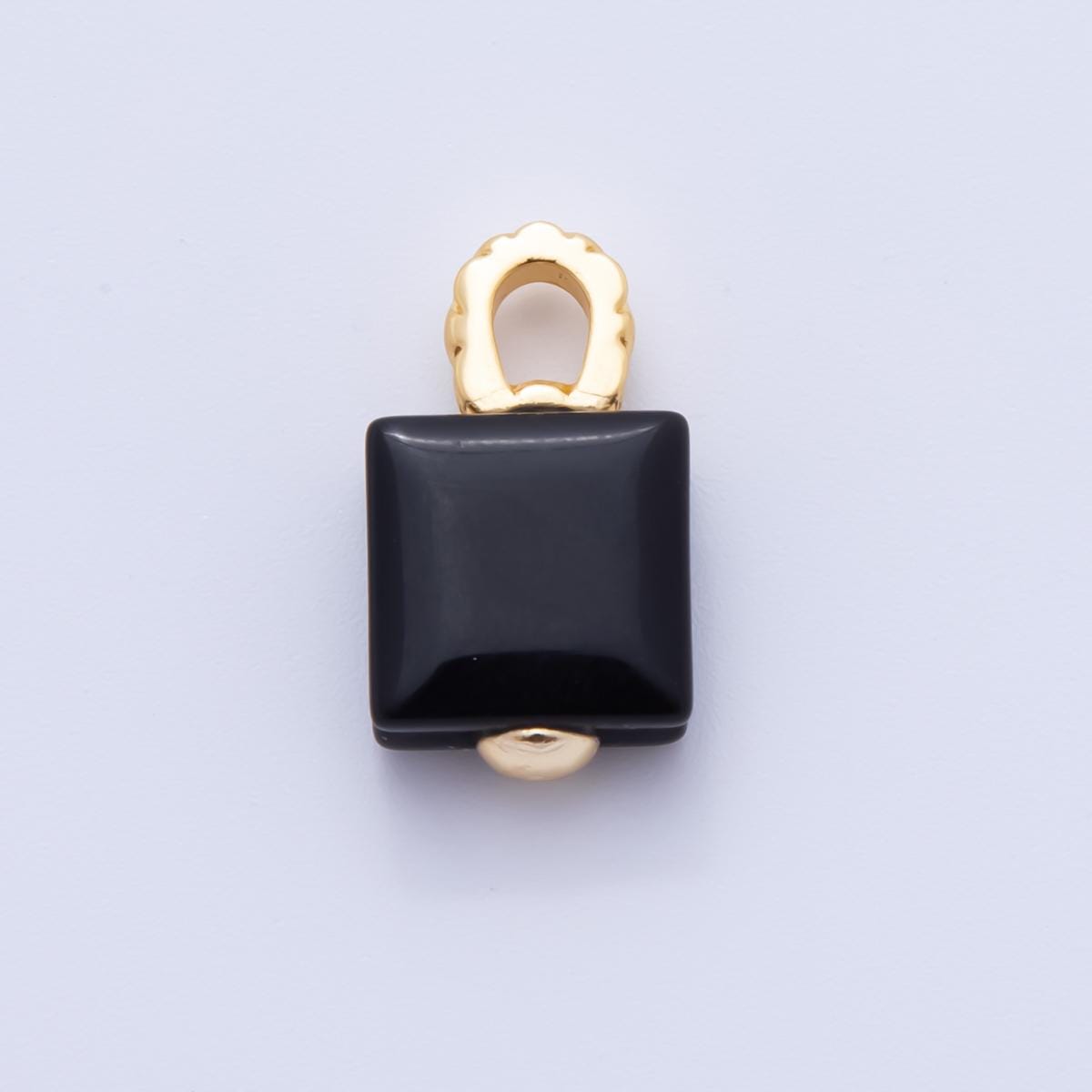18k gold filled 10mm square natural gemstone Charm pendant with Big Hole | ah-823