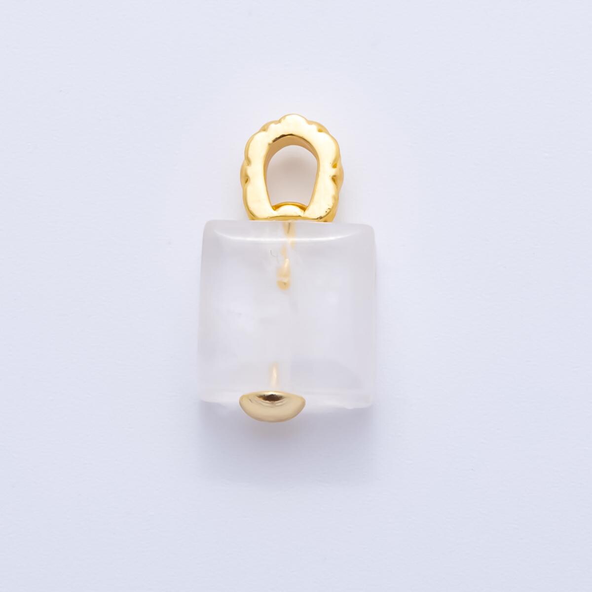 18k gold filled 10mm square natural gemstone Charm pendant with Big Hole | ah-823