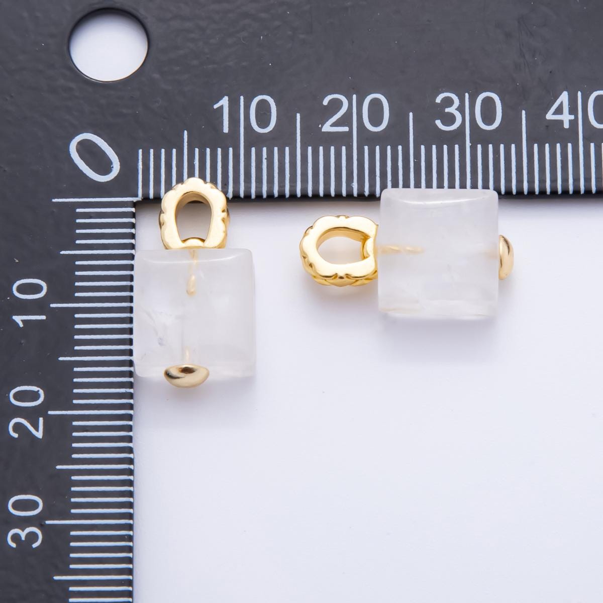 18k gold filled 10mm square natural gemstone Charm pendant with Big Hole | ah-823