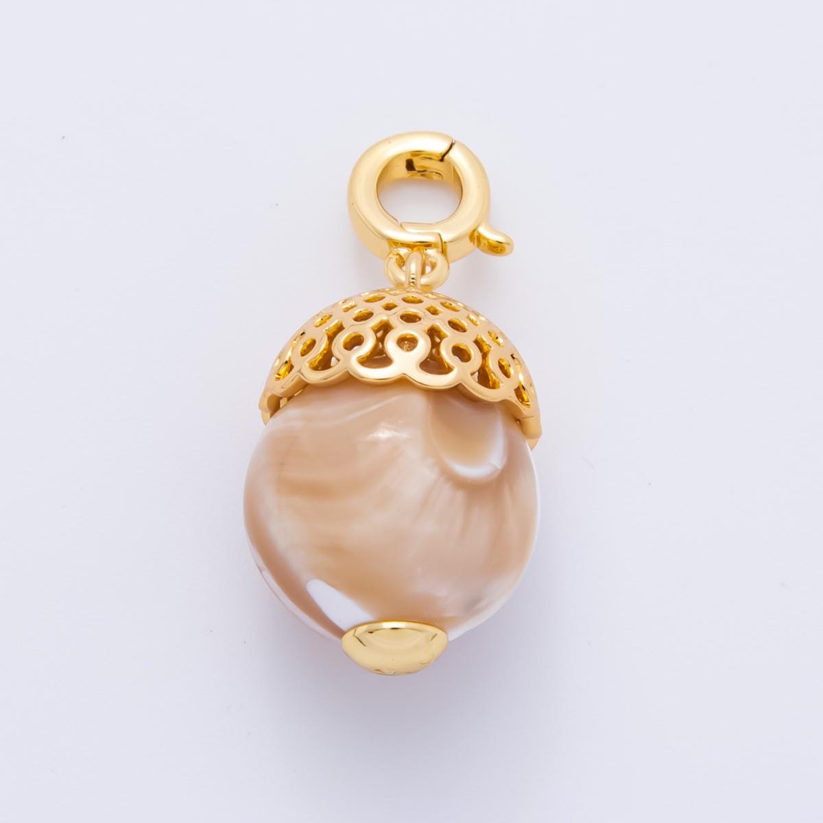 3D Dainty Pearl Brown Acorn Charm Wildlife Oak Tree Nut Pendant Fall Harvest Thanksgiving Jewelry Inspired AH-786