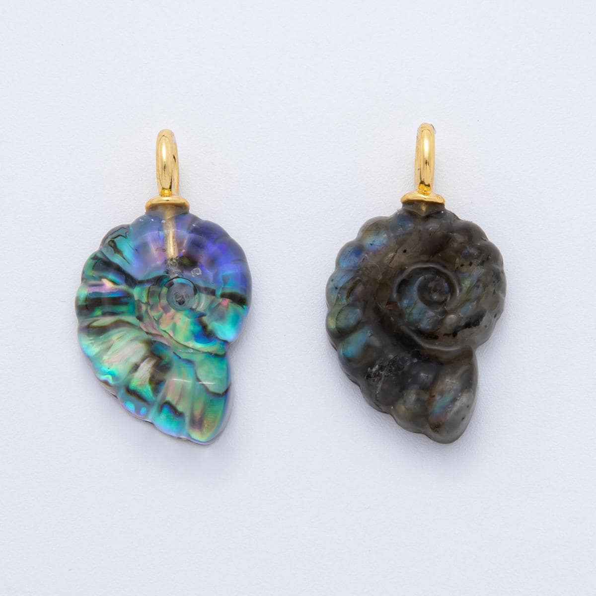 Natural Abalone Carved Amanite charms Ammonite Shell Dangle Charm Beach Under the Sea Jewelry Inspired AH-839