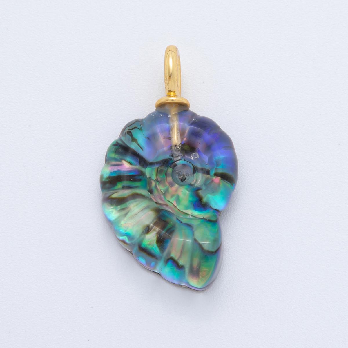 Natural Abalone Carved Amanite charms Ammonite Shell Dangle Charm Beach Under the Sea Jewelry Inspired AH-839