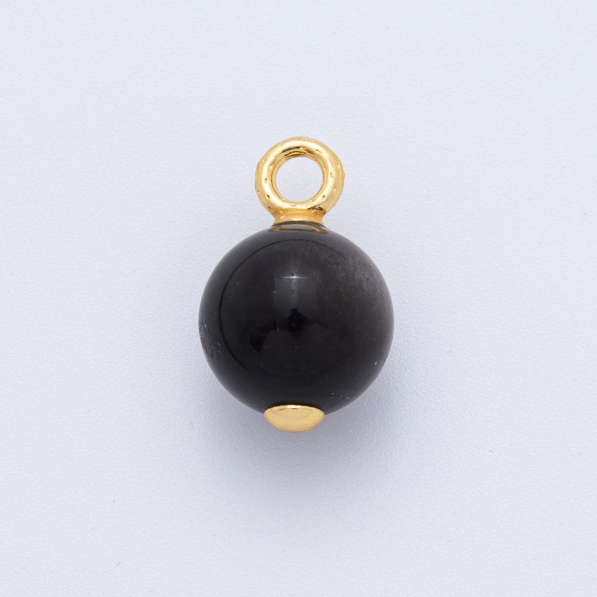 14k gold filled Black Onyx gemstone round drop pendant ball beaded charm | AF-791