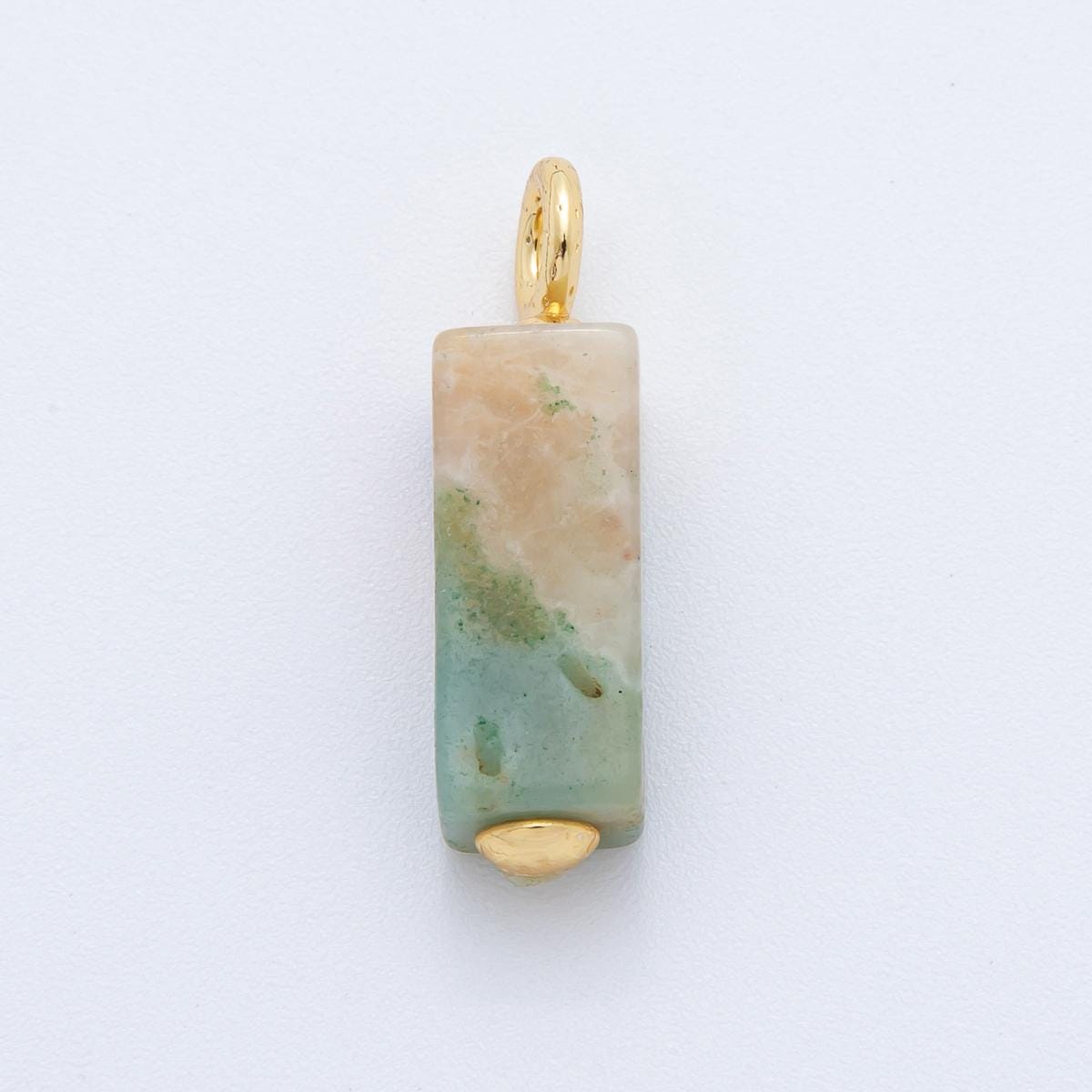 Natural Gemstone Vertical Bar Charm Pendant with Gold Loop – Minimalist Crystal Charm for Necklace or Earring DIY – Choose Your Stone