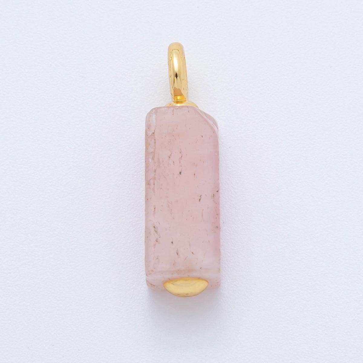 Natural Gemstone Vertical Bar Charm Pendant with Gold Loop – Minimalist Crystal Charm for Necklace or Earring DIY – Choose Your Stone