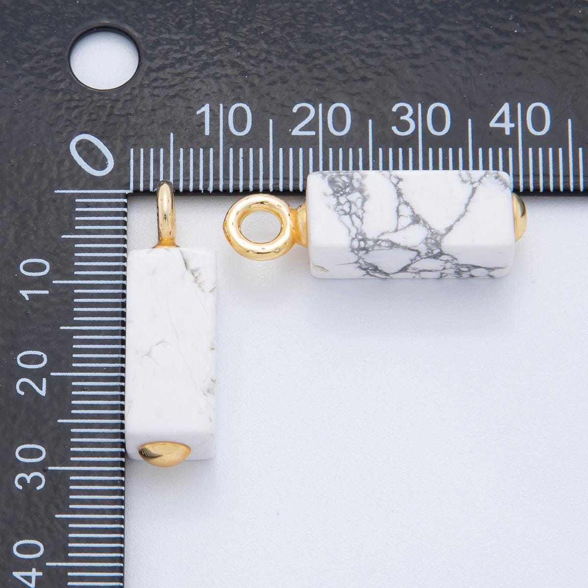 Natural Gemstone Vertical Bar Charm Pendant with Gold Loop – Minimalist Crystal Charm for Necklace or Earring DIY – Choose Your Stone