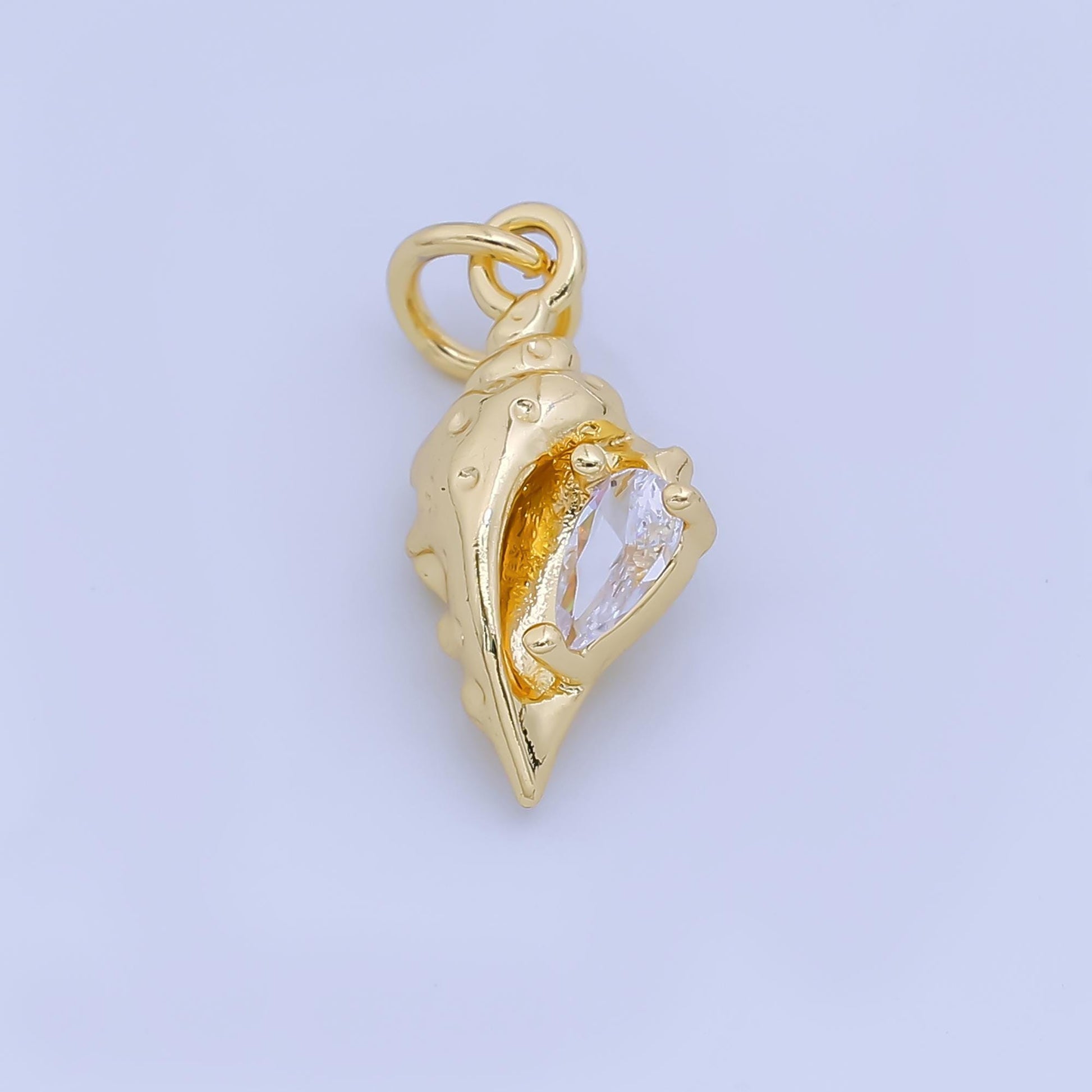 24k Gold Filled Conch Charm Clear CZ Pendant Shell charms for Beach Jewelry Making in Silver and Gold AJ-480