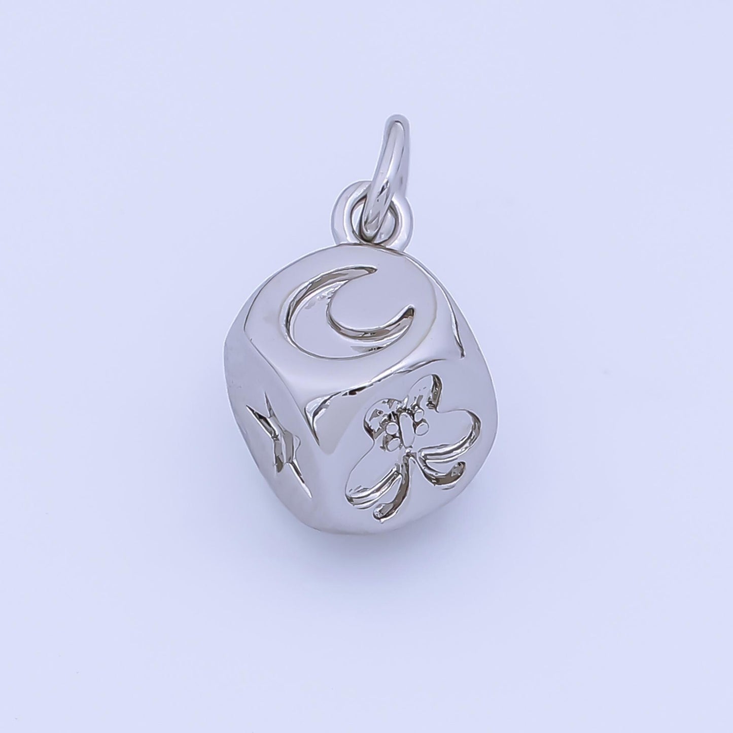 24k Gold Filled Dice Charm Celestial Pendant Cube charms for Lucky Jewelry Making in Silver and Gold AJ-471