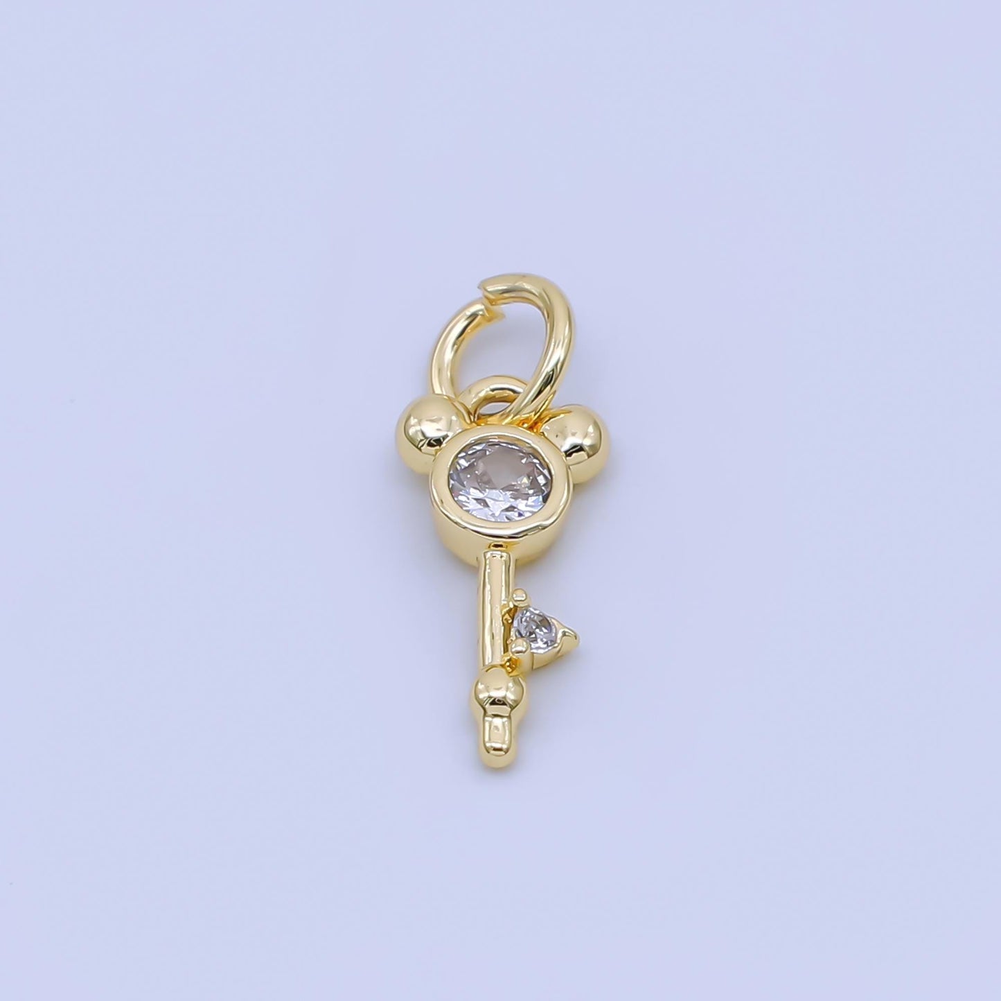 24k gold filled Mouse Ear Key Charm Lock Pendant Travel Magic Park Fantasy Inspired Aj473
