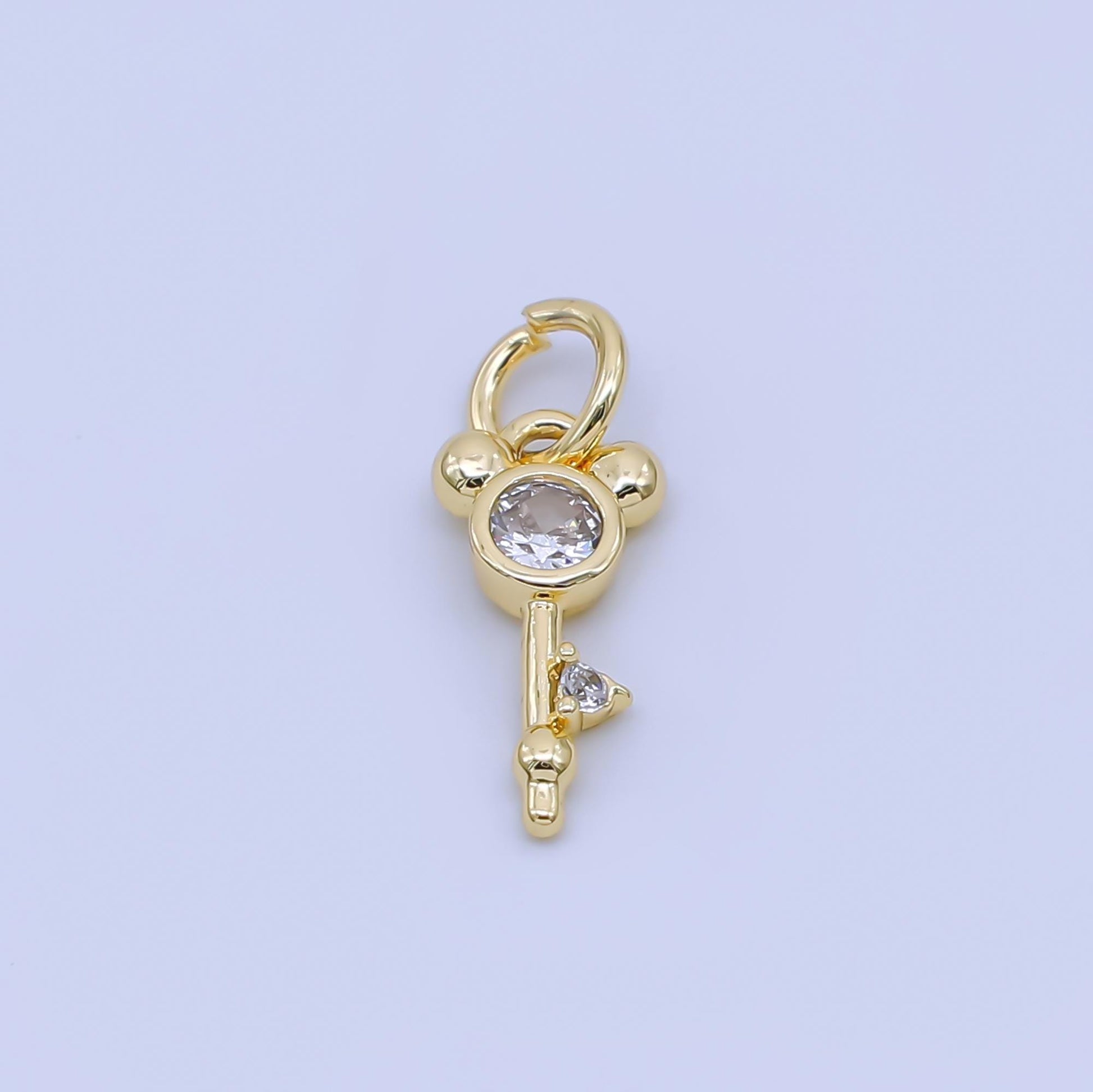 24k gold filled Mouse Ear Key Charm Lock Pendant Travel Magic Park Fantasy Inspired Aj473