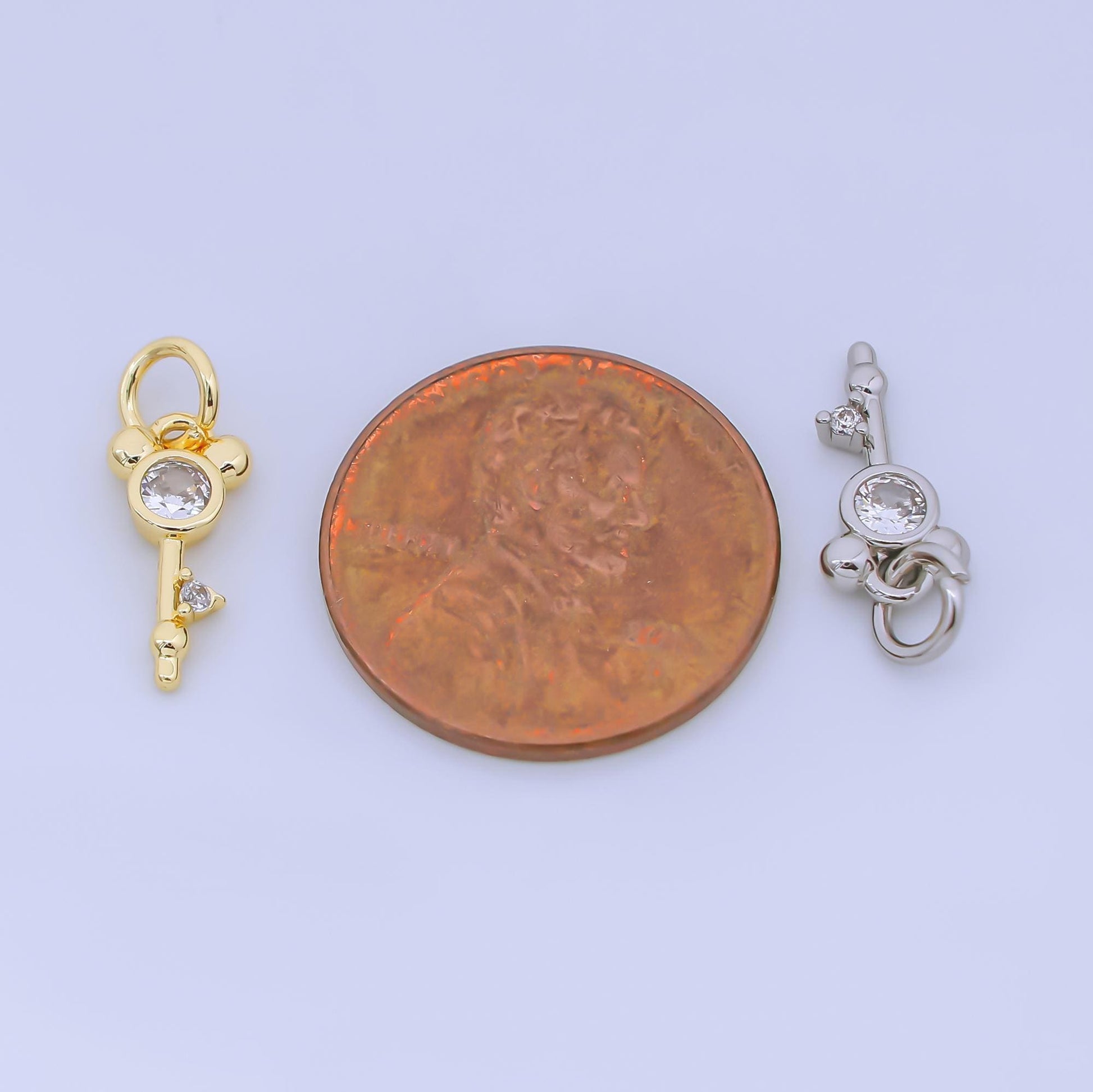 24k gold filled Mouse Ear Key Charm Lock Pendant Travel Magic Park Fantasy Inspired Aj473