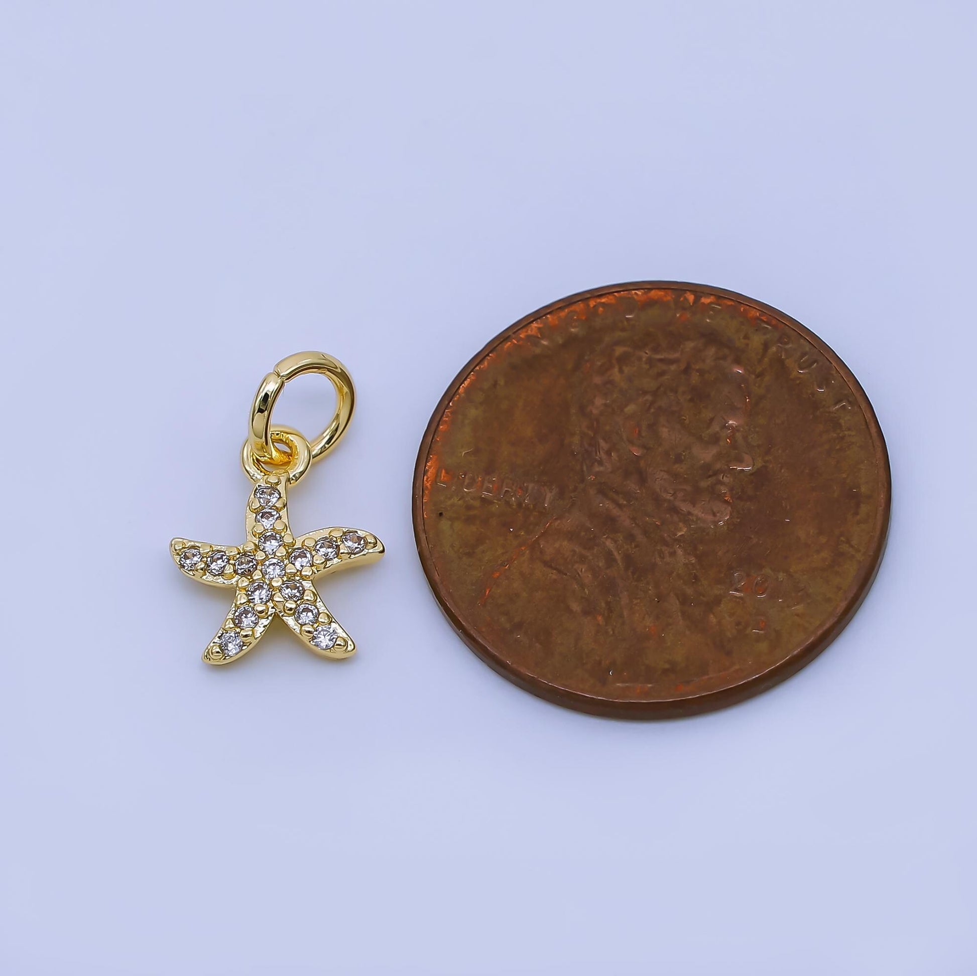 Mini Gold starfish charms 24k gold filled sea star pendant starfish charm for bracelet necklace jewelry making supply ocean beach | AJ478