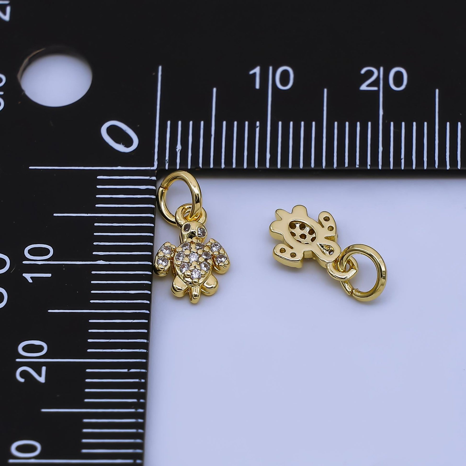 24k Gold Filled Tiny Little Gold Small Sea Turtle Charm Mini Tortoise Animal Charm Beach Cruise Jewelry Supplies aj-477
