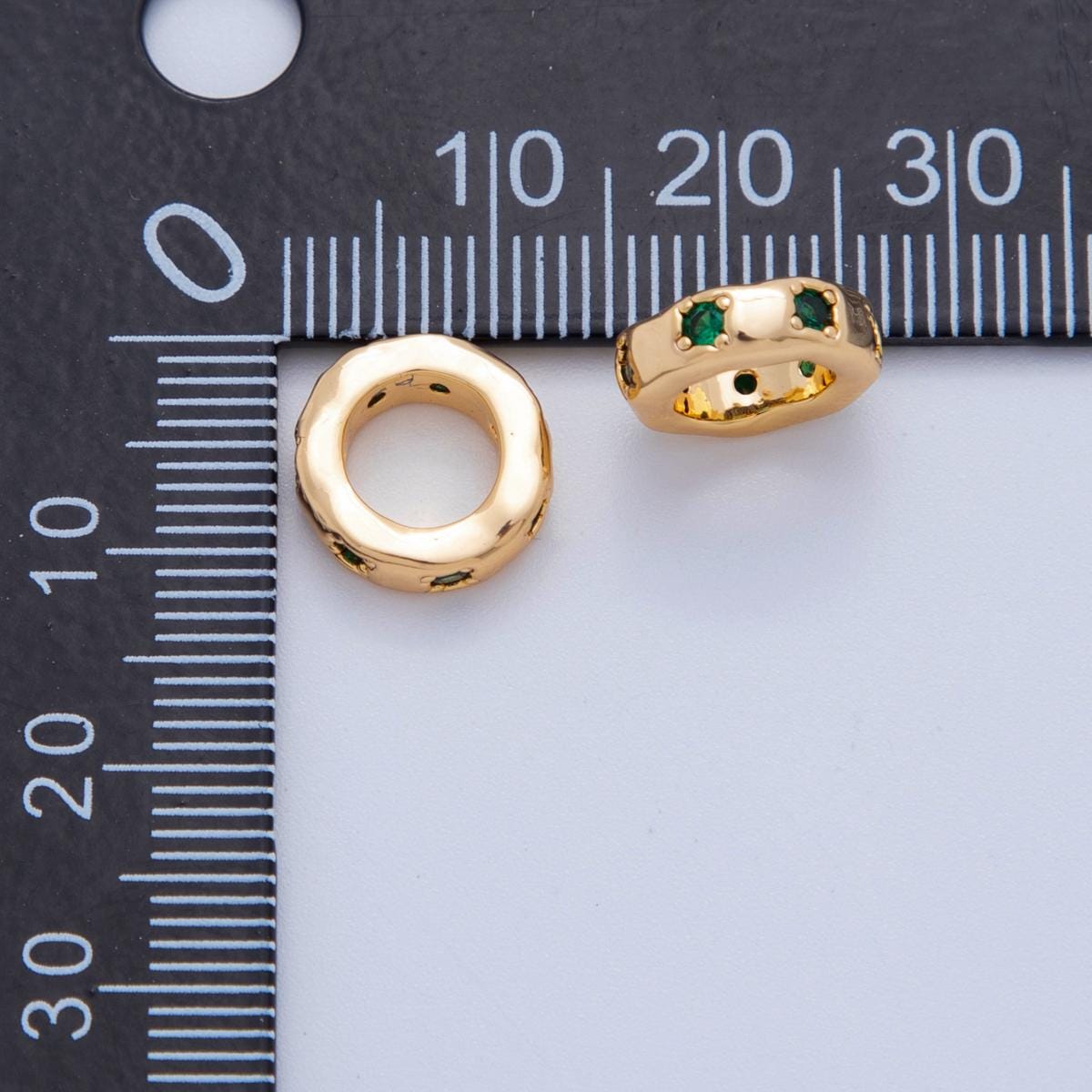 18k gold filled rondelle big hole spacer beads, large hole spacer beads sliding beads with CZ Stone for charm necklace bracelet AF-1017