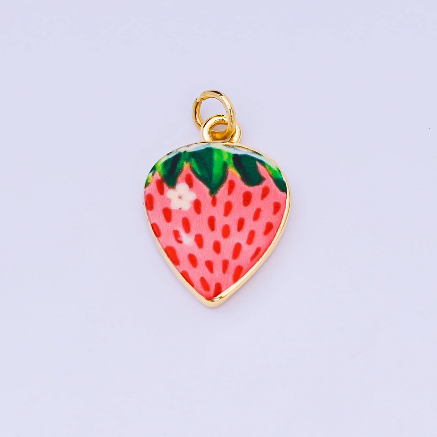 Strawberry Charms – Hand Painted Enamel Fruit Pendants Foodies Summer Inspired Jewelry Making Supplies AJ-512