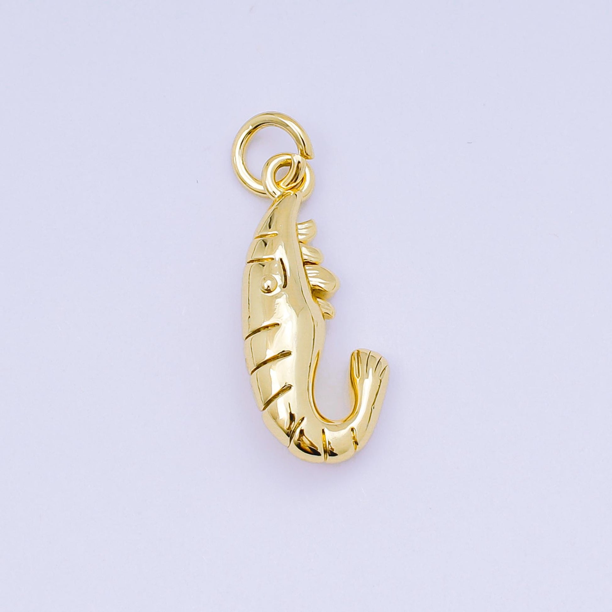Mini Gold Shrimp Charm 24k gold filled Animal Under the Sea Ocean charm for bracelet necklace jewelry making supply | AJ-484