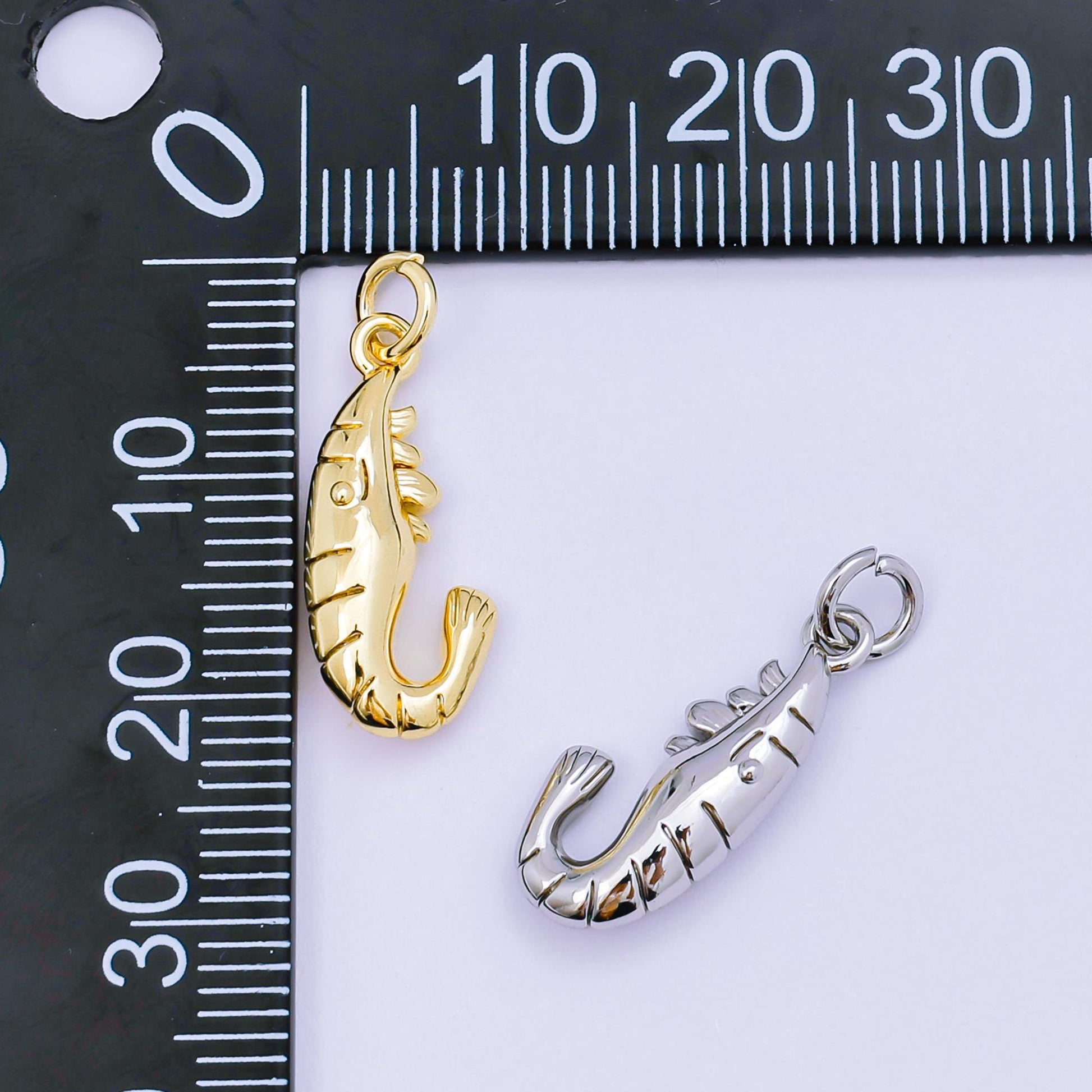Mini Gold Shrimp Charm 24k gold filled Animal Under the Sea Ocean charm for bracelet necklace jewelry making supply | AJ-484