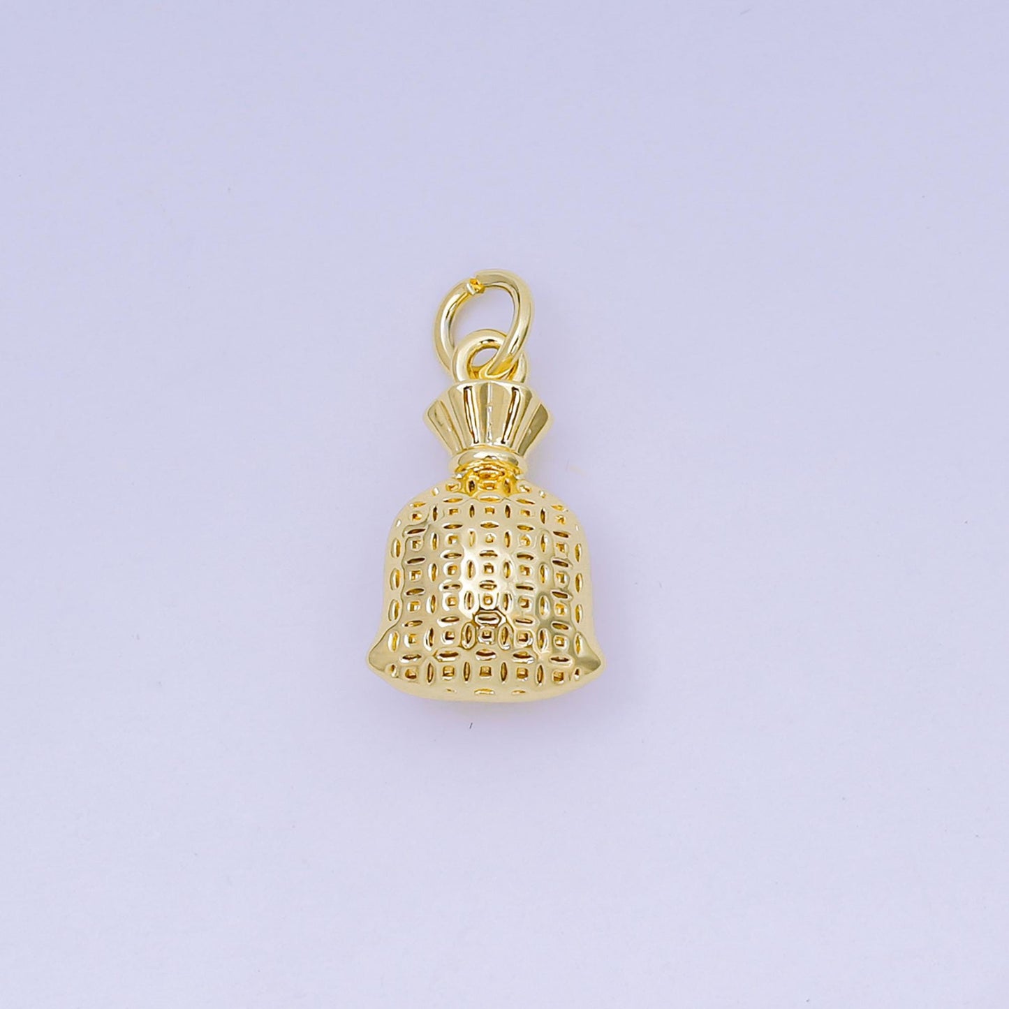 Clear cz micro paved 24k gold filled money bag charm AJ-485