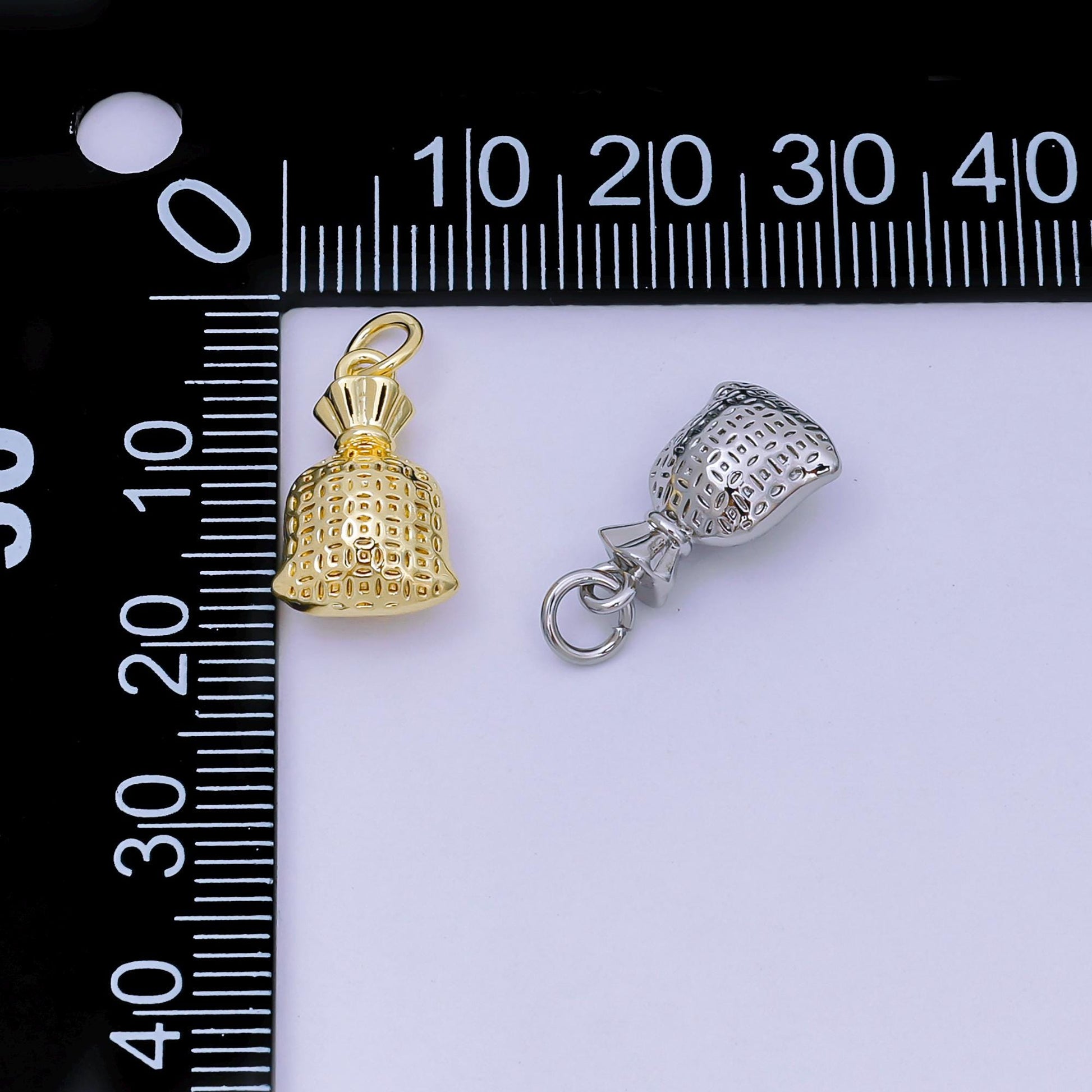 Clear cz micro paved 24k gold filled money bag charm AJ-485