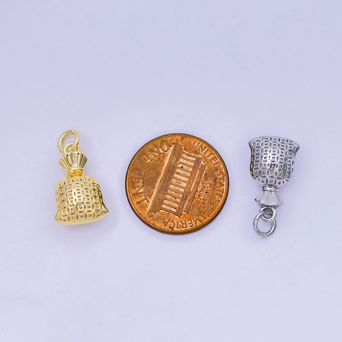 Clear cz micro paved 24k gold filled money bag charm AJ-485