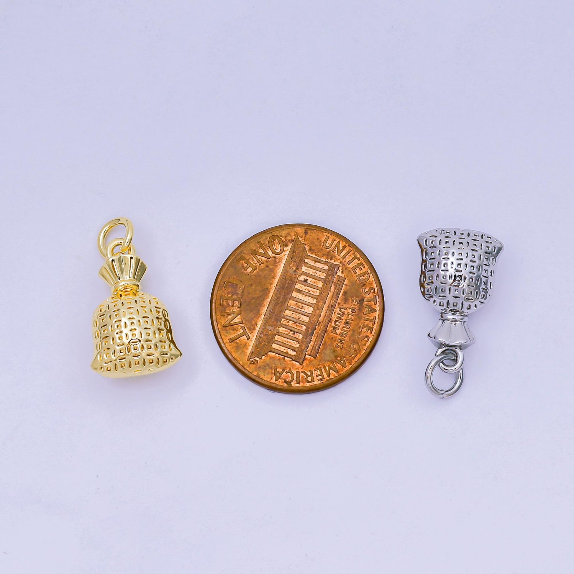 Clear cz micro paved 24k gold filled money bag charm AJ-485