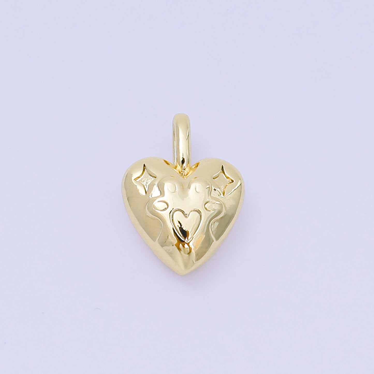 Mini gold heart charm pendant puffy heart charm silver 3d gold heart charm for bracelet necklace earring supply valentine gift idea AH-517