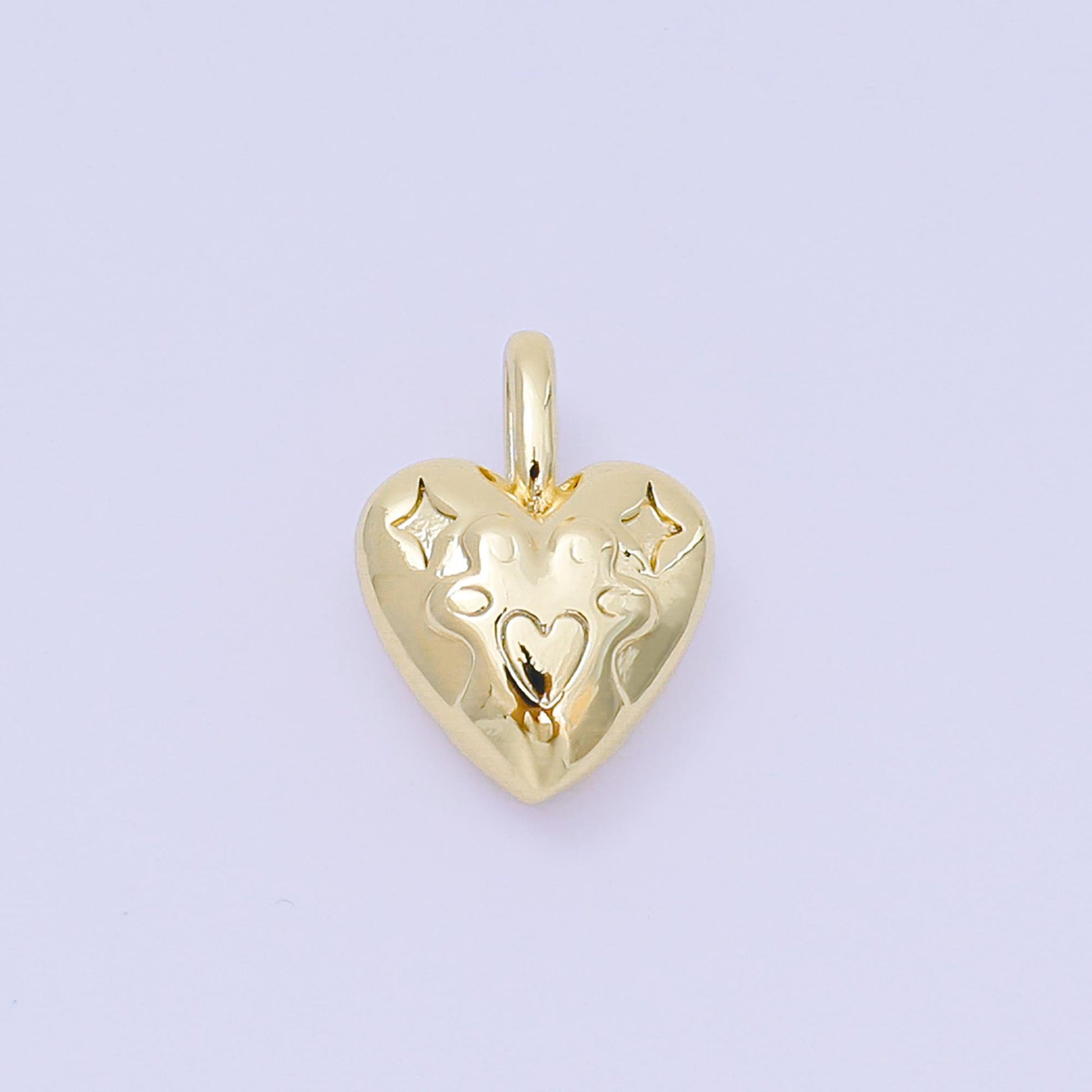 Mini gold heart charm pendant puffy heart charm silver 3d gold heart charm for bracelet necklace earring supply valentine gift idea AH-517