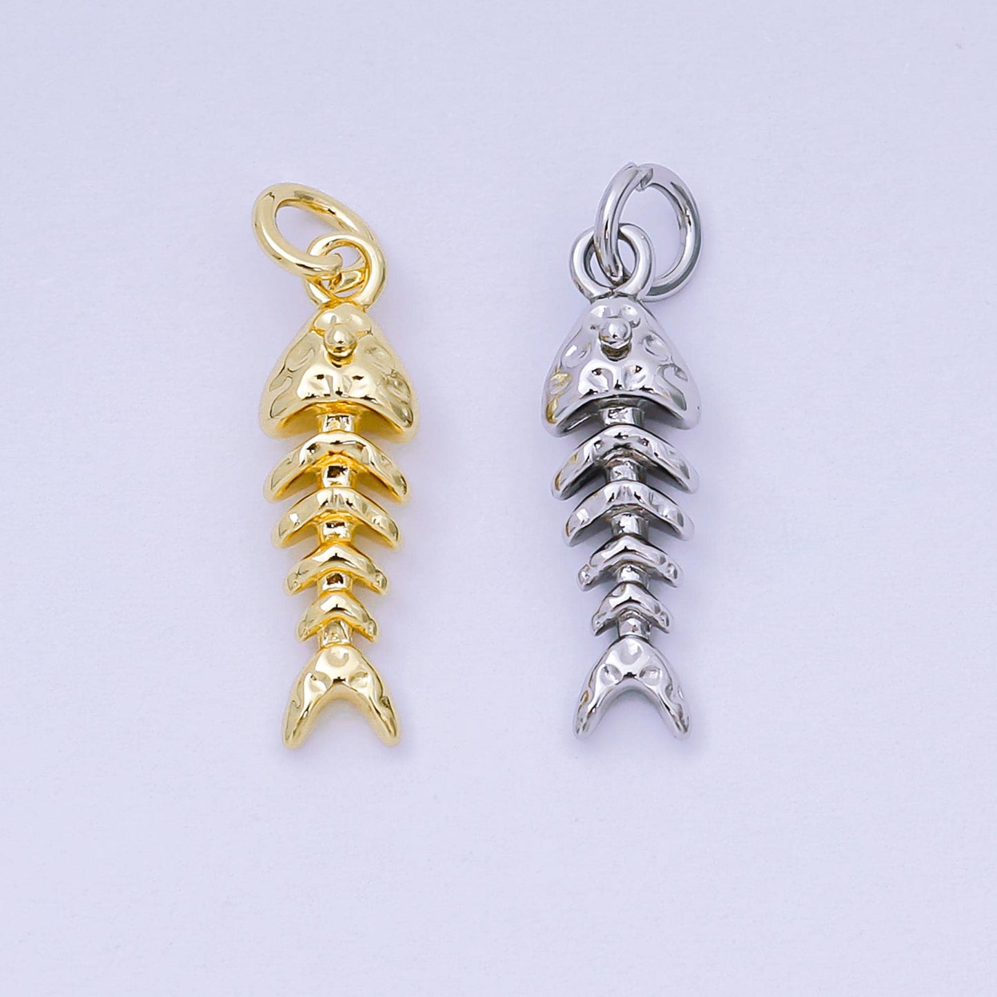24K Gold Filled Fish Bones Pendant,Dainty Fish Bones Charm Bracelet Necklace for DIY Jewelry Making SupplY AJ-475